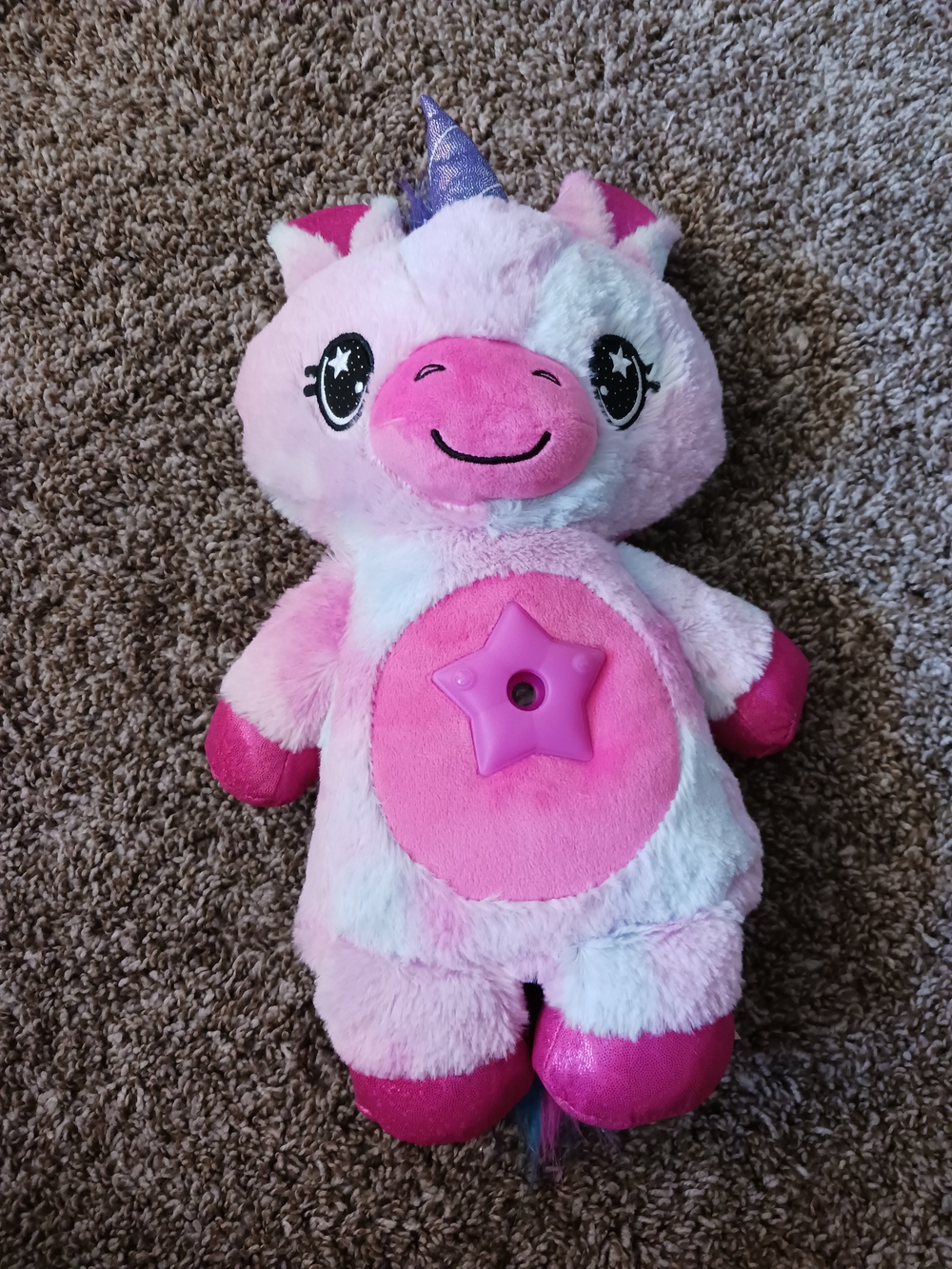 Dream Lites Star Belly Plush Pink Unicorn Star Multicolored Lights